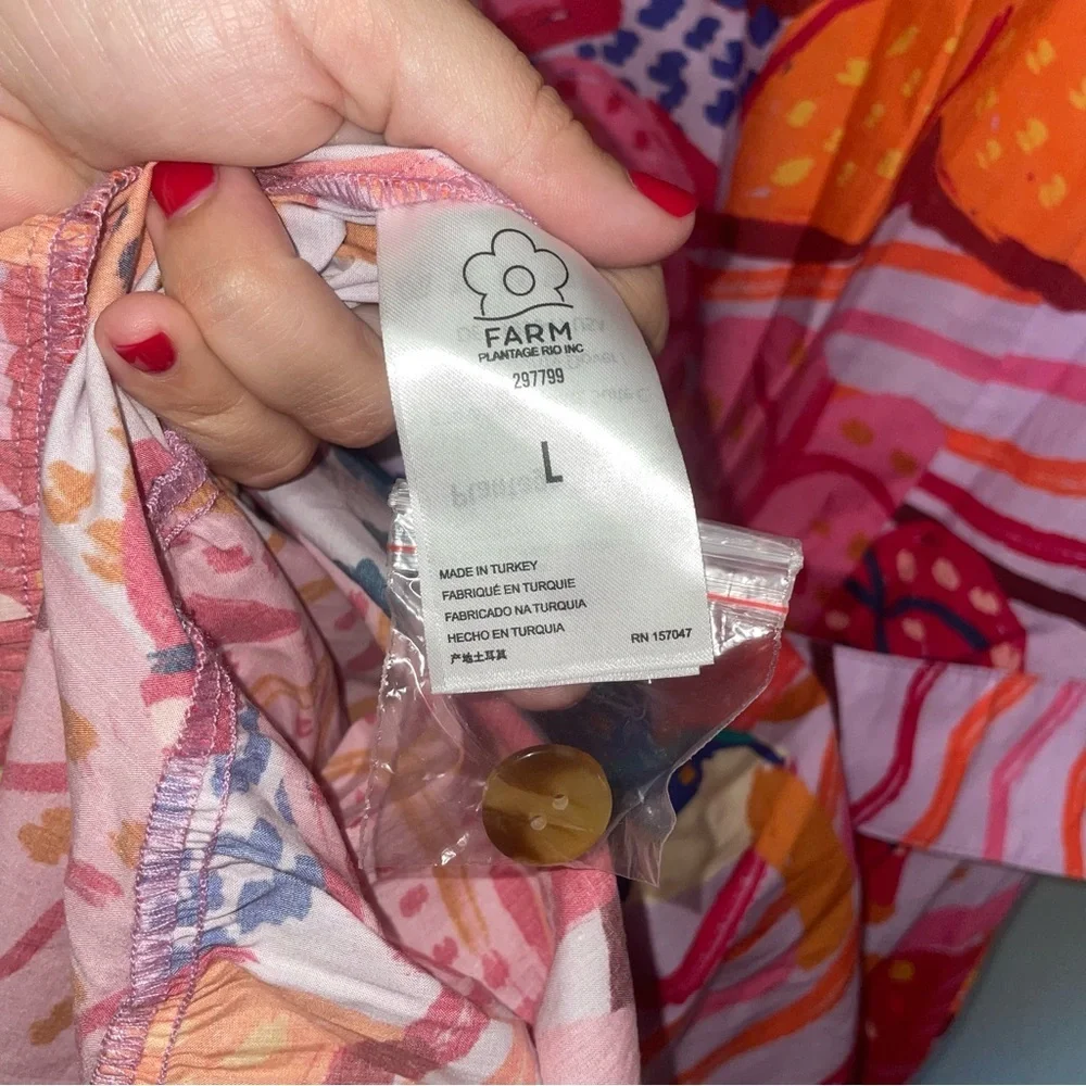 FARM RIO Botanical Print Belted Mid Dress Large - Picture 7 of 8
